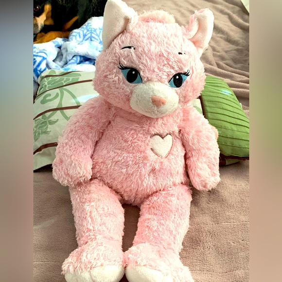 Build A Bear Sassy Kitty Cat Plush *MEOWS* Pink Stuffed Animal BABW 18" Heart - Picture 1 of 10